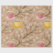 桜のコーヒー断熱材パターン (4) ラッピングペーパー (フラット)