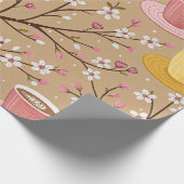 桜のコーヒー断熱材パターン (4) ラッピングペーパー (角)