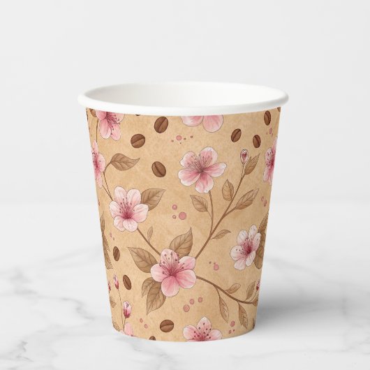 桜のコーヒー断熱材パターン (5) 紙コップ (正面)