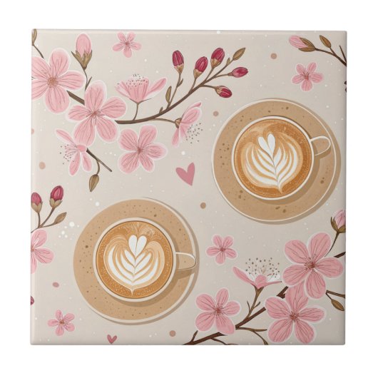 桜のコーヒー断熱材パターン (7) タイル (正面)