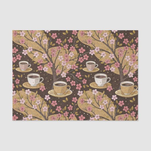 桜のコーヒー断熱材パターン (8) 薄葉紙 (正面)