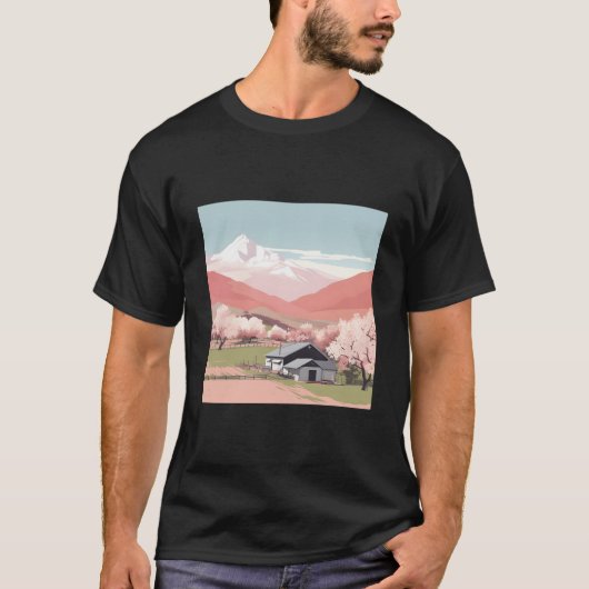 桜のシンフォニーK パステル桜の風景 Tシャツ (正面)