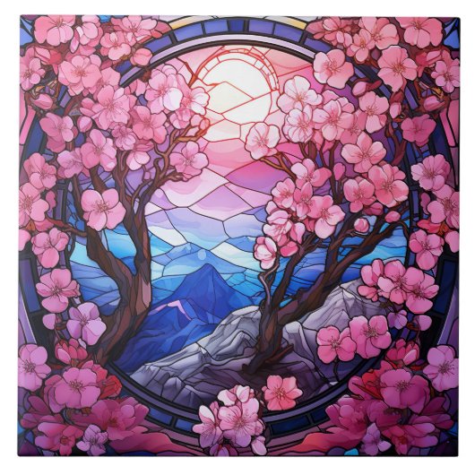桜のステンドグラス タイル (正面)