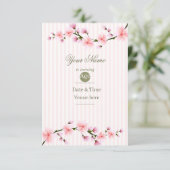 桜のストライプの誕生日パーティー招待状 招待状 (スタンド正面)