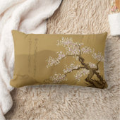 桜のセピアの木と俳句： ランバークッション (ブランケット)