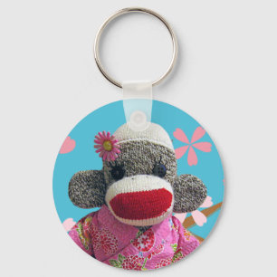 桜のソックス猿Keychain キーホルダー