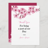 桜のピンクの白い花のサンキューカード サンキューカード (正面/裏面)
