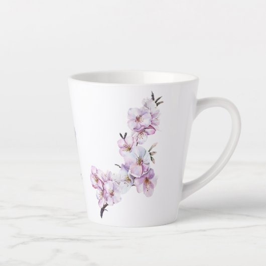 桜のピンクの陶器製マグカップ カフェラテマグ (右)