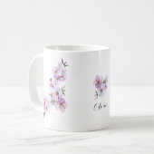 桜のピンクの陶器製  コーヒーマグカップ (正面左)