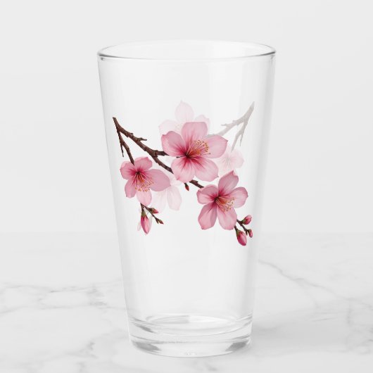 桜のピンクフラワー タンブラーグラス (正面)