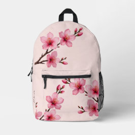 桜のピンクモノグラム プリントバックパック