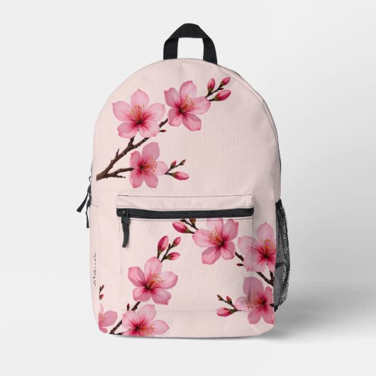桜のピンクモノグラム プリントバックパック (正面)