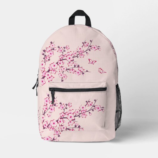 桜のピンクモノグラム プリントバックパック (正面)