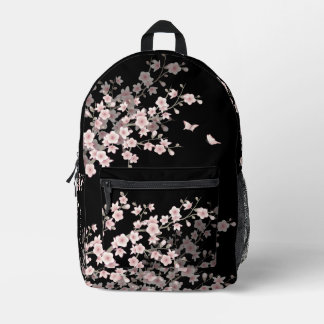 桜のピンク黒 プリントバックパック