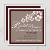 桜のブライダルシャワーの招待状のピンクブラウン 招待状 (正面/裏面)