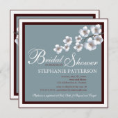 桜のブライダルシャワーの招待状茶色がかった鋼色 招待状 (正面/裏面)