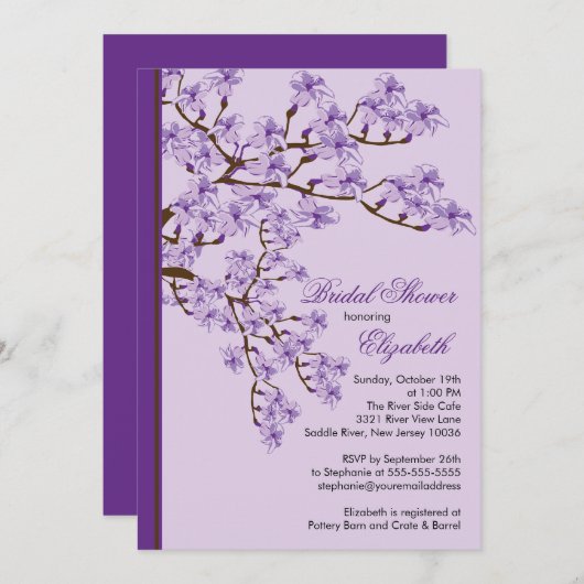 桜のブライダルシャワーの招待状 招待状 (正面/裏面)