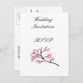 桜のモダンでシンプルなエレガントな結婚式のアイデア インビテーションポストカード (正面/裏面)