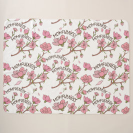 桜のモムフルネス ピンクの花柄 シェルパブランケット