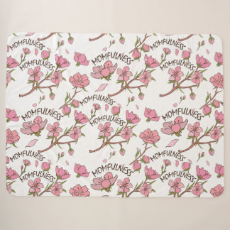 桜のモムフルネス ピンクの花柄 シェルパブランケット