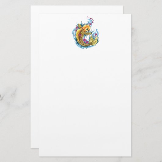 桜のリサイクルされたペーパー静止したのコイ 便箋 (正面/裏面)