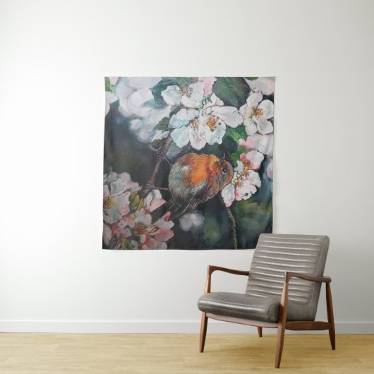 桜のロビン タペストリー (インサイチュ(横))