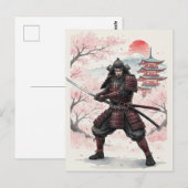 桜の下で日没の武士 ポストカード (正面/裏面)
