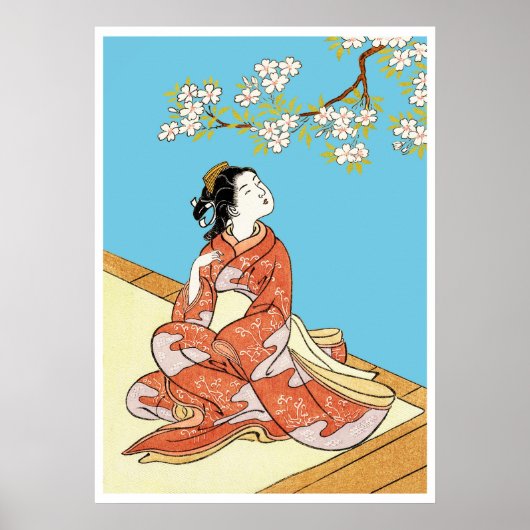 桜の下の女性 ポスター (正面)