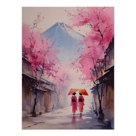 桜の下の散歩 - 花と静寂 ポスター (正面)