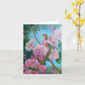 桜の中で妖精 カード (黄色い花)