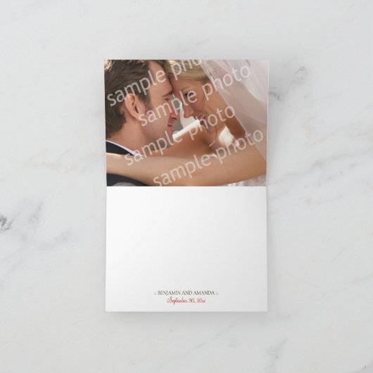 桜の写真付き感謝カード(赤) サンキューカード (内部)