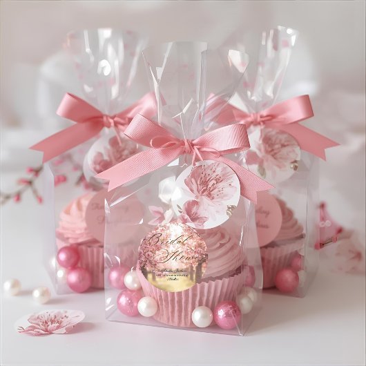 桜の喜び ブライダルシャワーの招待状 ラウンドシール