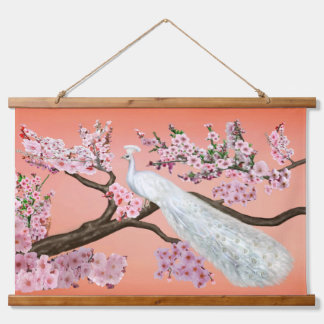 桜の孔雀 吊り下げ型タペストリー