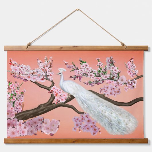 桜の孔雀 吊り下げ型タペストリー (正面)