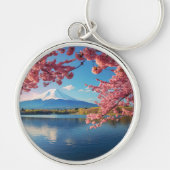 桜の季節に描かれた富士山 キーホルダー (正面)