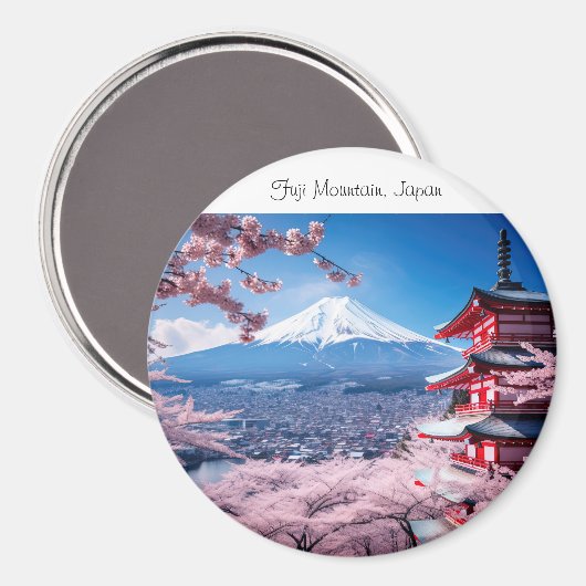 桜の季節の富士山の絵 マグネット (正面/裏面)