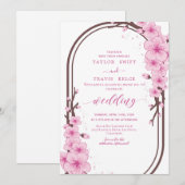 桜の季節の結婚式招待状 招待状 (正面/裏面)