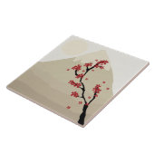 桜の富士山赤い日本のイラストレーション タイル (側面)