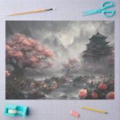 桜の寺院 - アジアンファンタジー風景 薄葉紙 (クラフト)