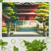 桜の寺 キッチンタオル (折り畳み)