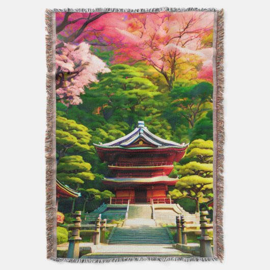 桜の寺 スローブランケット (正面縦)