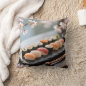 桜の寿司盛り合わせ クッション (ブランケット)