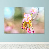 桜の小枝の先端に2本の春の花 キャンバスプリント (インサイチュ (ウッドフロア))