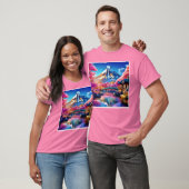 桜の山：春シーン Tシャツ (ユニセックス)