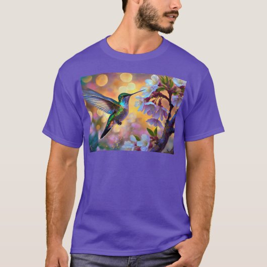 桜の幻想日の出ハチドリ Tシャツ (正面)
