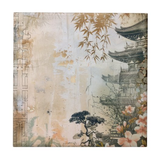 桜の庭の風景(7) タイル (正面)