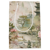 桜の庭園の風景 (3) ミディアムペーパーバッグ (正面)