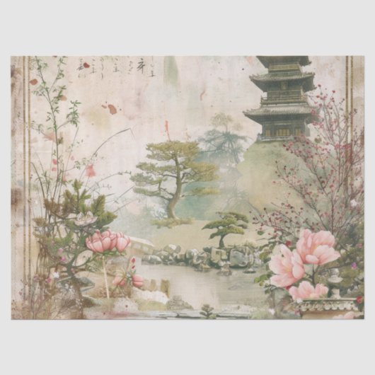 桜の庭園の風景 (3) 薄葉紙 (正面)