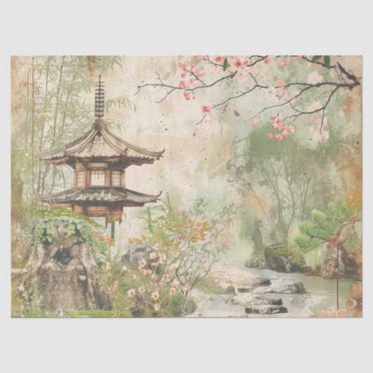 桜の庭園の風景 (4) 薄葉紙 (正面)