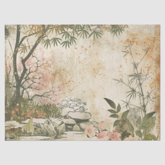 桜の庭園の風景 (8) 薄葉紙 (正面)